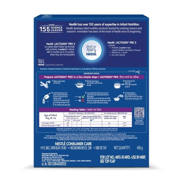 NESTLE INDIA LTD Lactogen Pro Infant Formula Stage 1 Powder - Stage 2