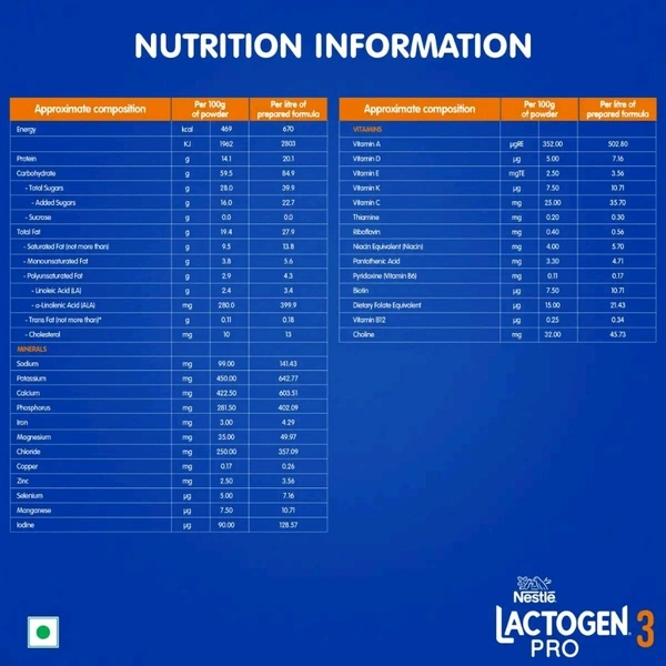 NESTLE INDIA LTD Lactogen Pro Infant Formula Stage 1 Powder - Stage 3