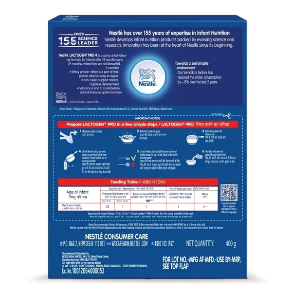 NESTLE INDIA LTD Lactogen Pro Infant Formula Stage 1 Powder - Stage 4