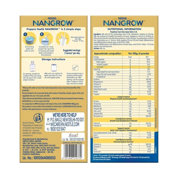 NESTLE INDIA LTD Nangrow Creamy Vanilla Flavour Nutrition Powder - 800gm