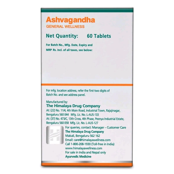 The Himalaya Drug Company Ashvagandha General Wellness - 60 Tablets
