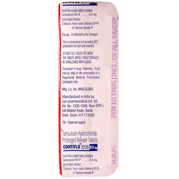 Sun Pharmaceuticals Pvt Ltd  Contiflo Icon 0.4 - 10 Tablets