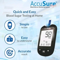 AccuSure Simple Glucometer Sugar Check Machine - 1 Unit