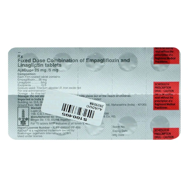 LUPIN LTD Ajaduo 25 mg/5 mg - 10 Tablets