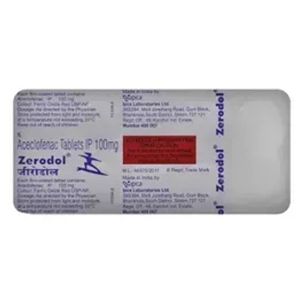 IPCA LABORATORIES LTD Zerodol 100 - 10 Tablets