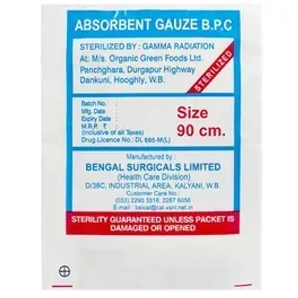 BENGAL CHEMICALS & PHARMACEUTICALS LTD Absorbent Sterile Gauze 90Cm - 90 c.m., 1 BOX