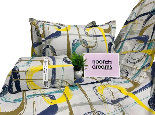 The colored Zig Zag Double Bedsheet with Pillow Covers (1+2) set - Blue