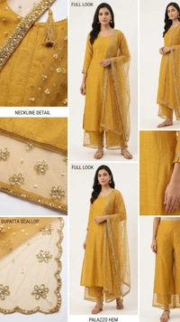 Elegant Embroidered Rayon Kurta Palazzo Set with Net Dupatta | Premium Ethnic Wear for Women - M