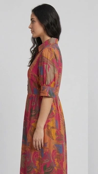 Women’s Stylish Printed Midi Dress | Casual & Party Wear - S