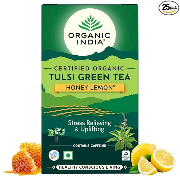 Organic India Tulsi Green Tea Honey Lemon - 25 Tea Bags