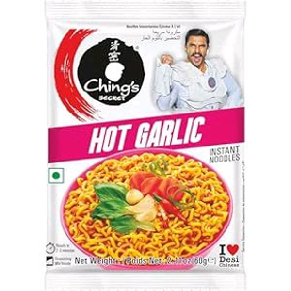 Chings Noodles - Hot Garlic, Vegetarian 60 Gram