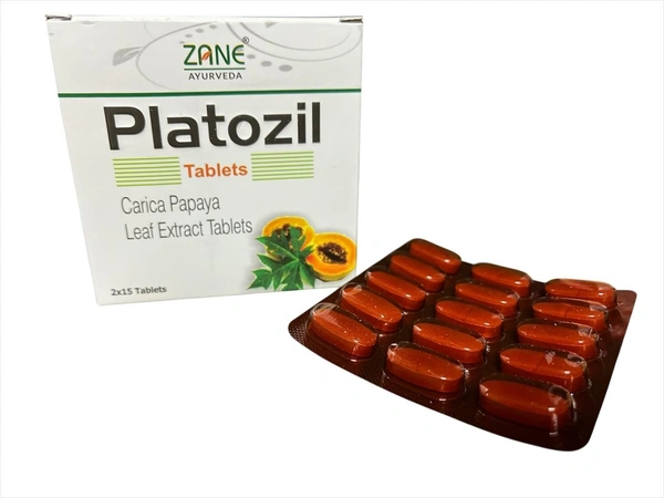 ZANE AYURVEDA Platozil Tablets – Natural Papaya Leaf Extract for Platelet Boost & Dengue Recovery