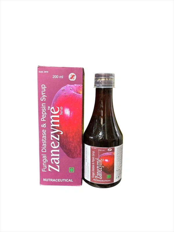 zanezyme Apple Syrup – Digestive Enzyme Supplement with Pepsin & Fungal Diastase | Vitamin B Complex Enriched