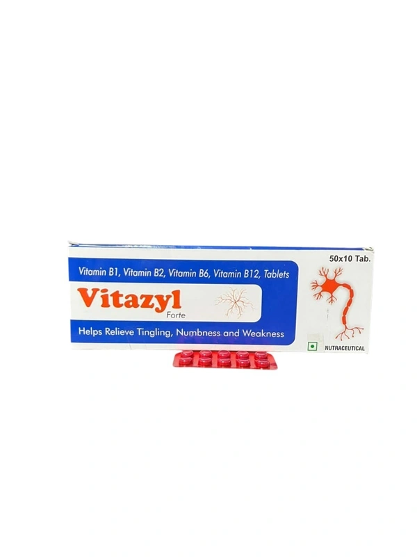 ZANE PHARMACEUTICALS Vitazyl Forte Tablet – Powerful Vitamin B Complex Supplement for Energy & Nerve Health - 10*50 TAB