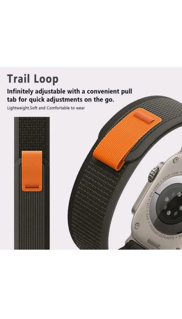 Apple Watch Ultra 2,  STRAP  (Black With Orange) 
