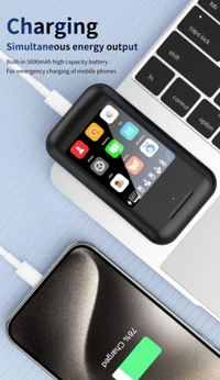 TF20 Carrying Treasure Ear Earbuds Touch Screen With Power Bank 8000 mAh - Black