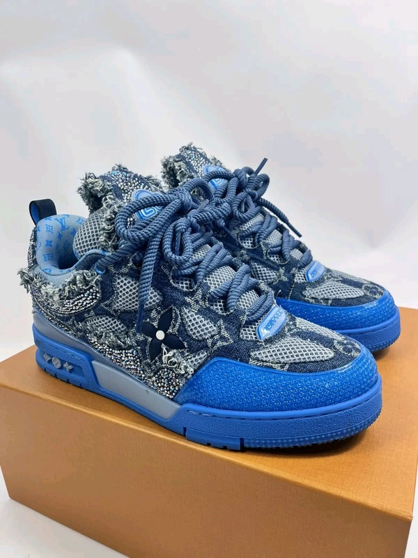 Louis_ Vuitton_ Skate Trainer Diamond Denim Blue Shoes For Men - Blue, EURO 41-45