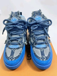 Louis_ Vuitton_ Skate Trainer Diamond Denim Blue Shoes For Men - Blue, EURO 41-45