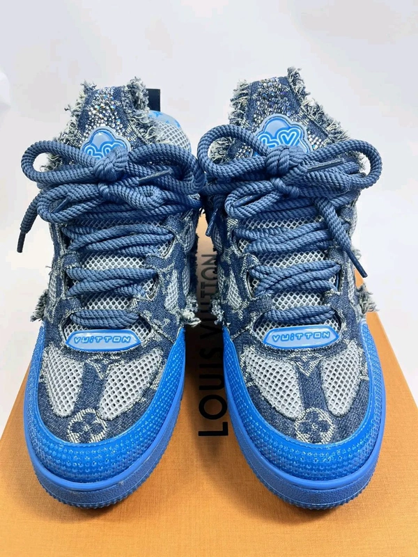 Louis_ Vuitton_ Skate Trainer Diamond Denim Blue Shoes For Men - Blue, EURO 41-45