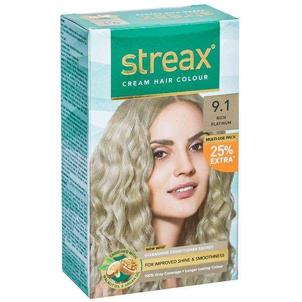 Streax Hair Color Cream 50g - Rich Platium : 9.1