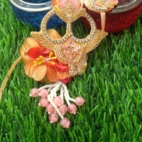 Sober Peach Big Pair Rakhi in heavy work( Big Size) 