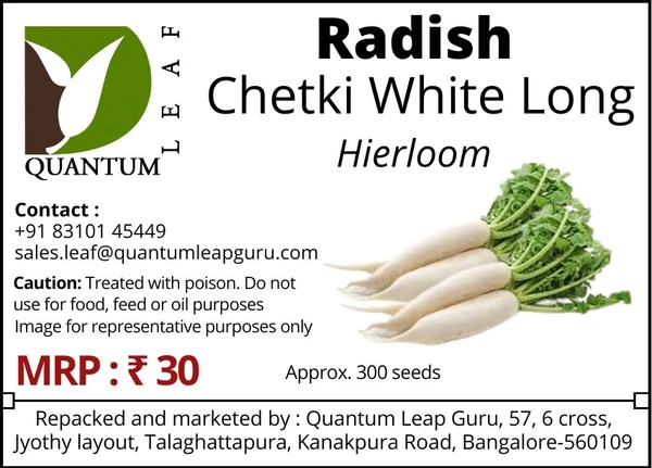Quantum Leaf Radish - Chetki - White Long, Open Pollinated