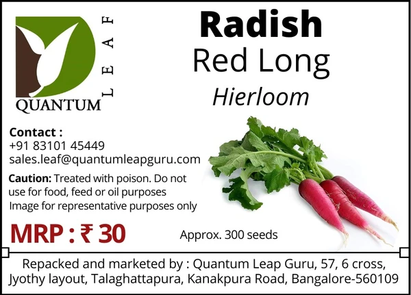 Quantum Leaf Radish - Red Long, Open Pollinated
