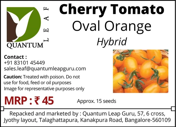 Quantum Leaf Cherry Tomato - Oval Orange, Hyrid