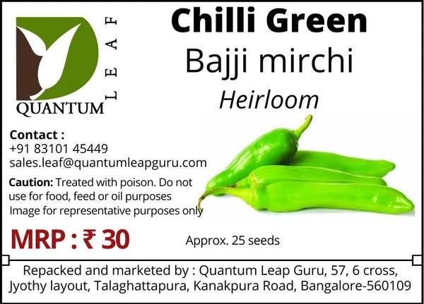 Quantum leaf Chilli - Green Bajji Mirchi, Open pollinated