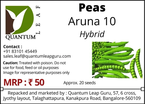 Quantum Leaf Peas - Green, Aruna 10, Hybrid