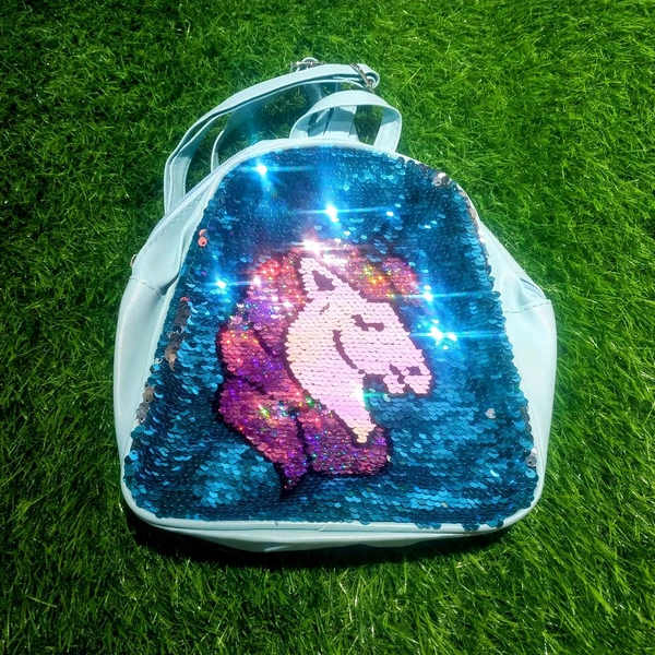 UNICORN  Mini Small BackPack Daypack for Womens Girls Sequins Mini Small Travelling Outdoor Picnic School College Office Casual Daily use
 - Bright Turquoise