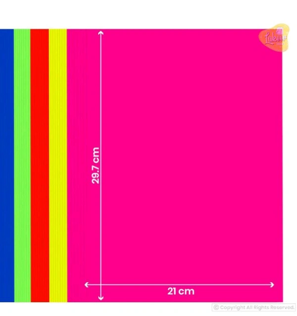 Florescent Sheets Colourful Multicolored  - A4 SIZE Paper