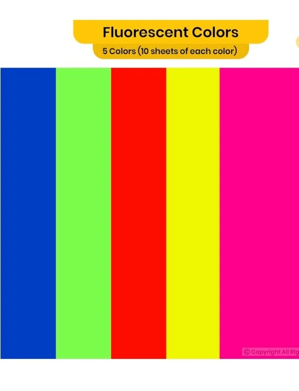 Florescent Sheets Colourful Multicolored  - A4 SIZE Paper