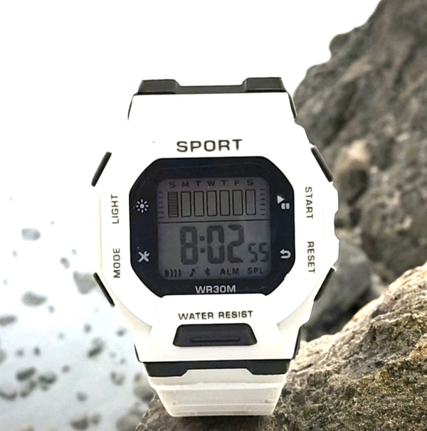 Digital Sports Watch - White, Free Size