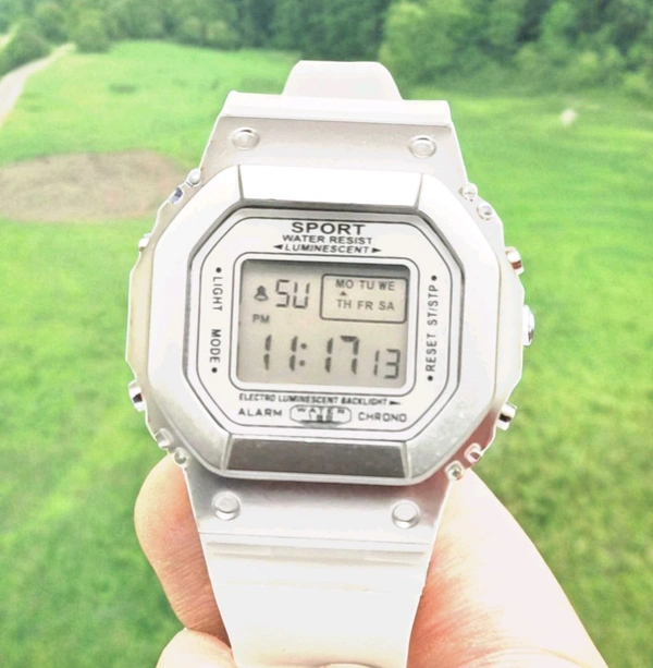 Digital Vintage Model Watch                                                        Free Delivery - White, Free Size