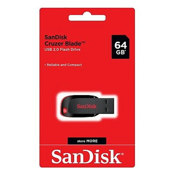 SanDisk 64GB Cruser Blade 2.0 Flash Drive - Black And Red