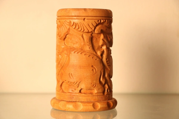 Breeze Handicrafts Wooden Elephant Pen Stand Pen Holder - Medium, Brown