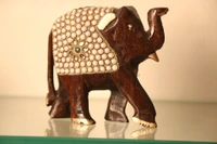 Wooden Designing Elephant  - Medium
