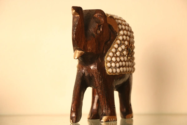 Wooden Designing Elephant  - Medium