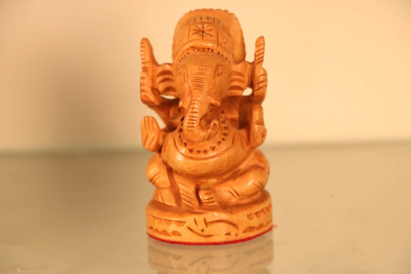 INDICAST Wood Lord Ganesha Car Dashboard Idol Small Ganpati Statue - Small