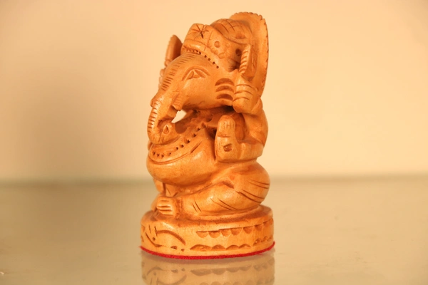INDICAST Wood Lord Ganesha Car Dashboard Idol Small Ganpati Statue - Small