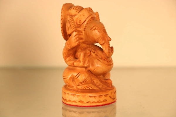 INDICAST Wood Lord Ganesha Car Dashboard Idol Small Ganpati Statue - Small