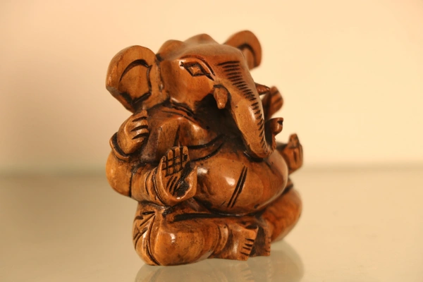 Small Wooden Ganpati Statue  - Small