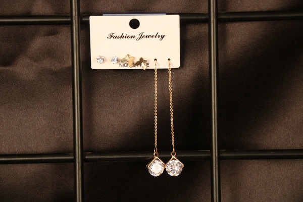Threader Earrings for Women Western Silver Plated Stainless Steel  - Free Size, Silver