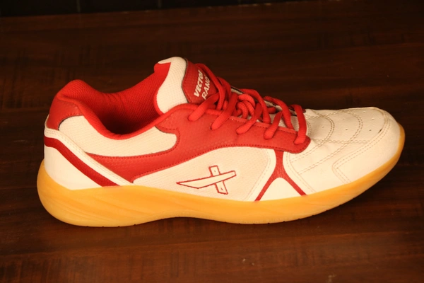 Vector X Ranger Badminton/Court Shoes Plus Non Marking Crepe Rubber Outsole, Lightweight & Comfort Shoe - 8UK, White & Red