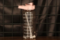JEBISON 2 L Capacity Belt Straw Transparent Motivational Water Bottles - Big, Pink