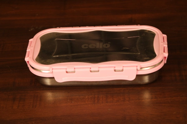 CELLO Click it Steel Insulated Lunch Box - Medium, Pink + Silver