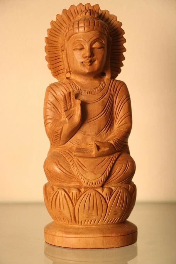 Wooden Gautam Buddha Statue - Medium