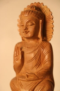 Wooden Gautam Buddha Statue - Medium