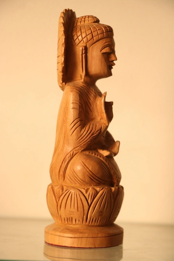 Wooden Gautam Buddha Statue - Medium